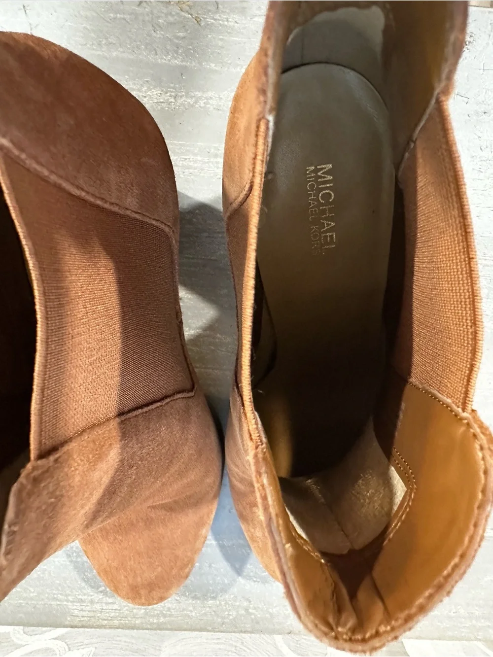 ✨ Michael Kors Lottie Suede Chelsea Booties Chestnut Brown Size 8